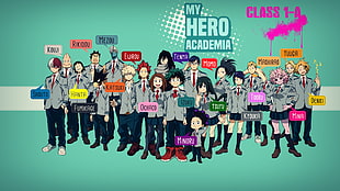 My Hero Academia character illustration, Boku no Hero Academia, Midoriya Izuku, Bakugō Katsuki, Uraraka Ochako HD wallpaper