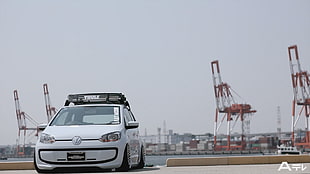 white Volkswagen car, Volkswagen Up!, Volkswagen, Air ride, airride