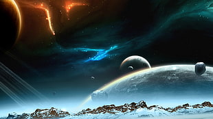 planet illustration, space, planet, space art, digital art HD wallpaper
