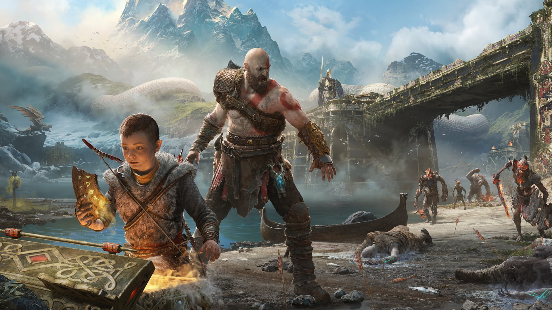 Game God of war 2018 Kratos  Wallpaper Poster 24 x 14 inches