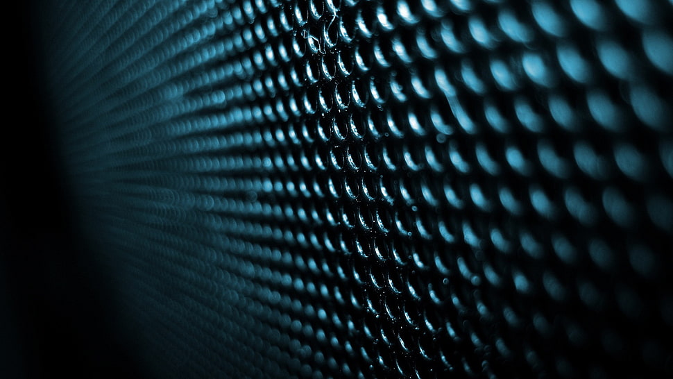 black and white polka dot textile, grid, blue, honeycombs, macro HD wallpaper