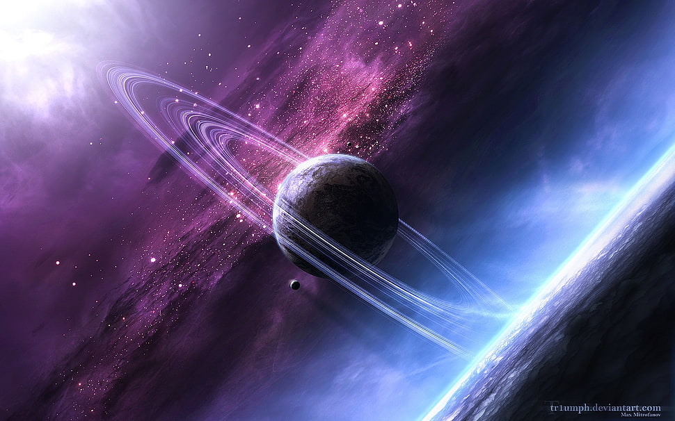 black and white LED light, space, artwork, planet HD wallpaper