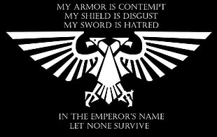 black background with text overlay, Warhammer, Warhammer 40,000, Imperium of Man, Imperial Aquila