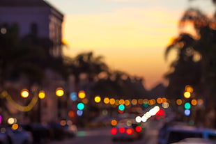 blur city lights at the street HD wallpaper