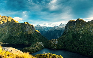 landscape photo of green mountains HD wallpaper