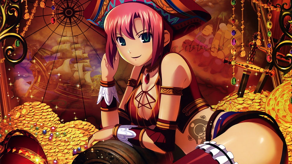 red hair female anime characeter, manga HD wallpaper