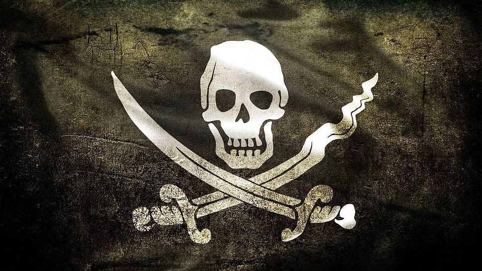 black pirate flag, pirates, flag, skull, grunge HD wallpaper