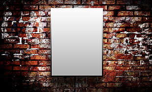 white box mounted on brown-and-white brick wall HD wallpaper