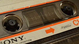 gray and black Sony cassette tape, closeup, cassette, Sony