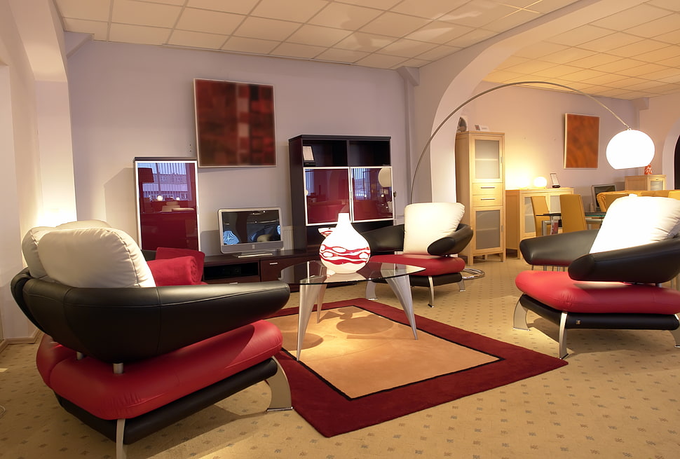 red and black living room set HD wallpaper
