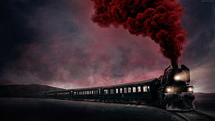 black train on night time HD wallpaper