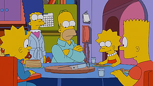 Simpsons movie illustration, glass, The Simpsons, Lisa Simpson, Bart Simpson