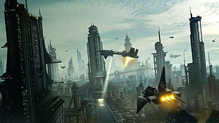 online game wallpapers, futuristic, architecture, spaceship, science fiction