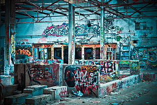 landscape photo of graffiti on concrete wall HD wallpaper