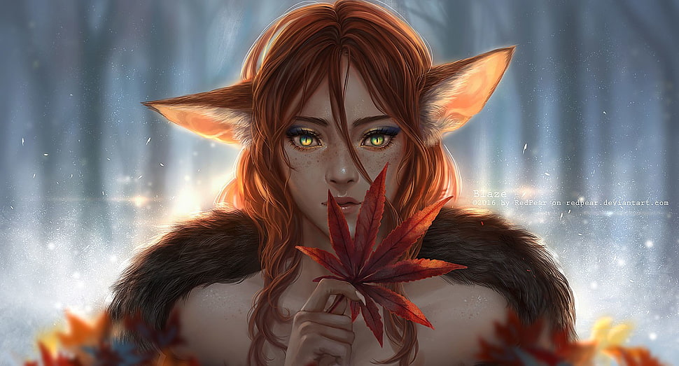 Elf woman animated illustration HD wallpaper