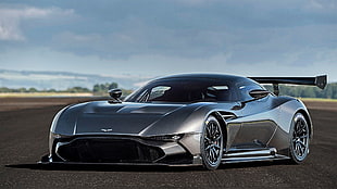 silver Aston Martin sports coupe, Aston Martin Vulcan, car, vehicle, race tracks