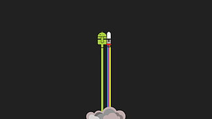 Android and spaceship digital wallpaper
