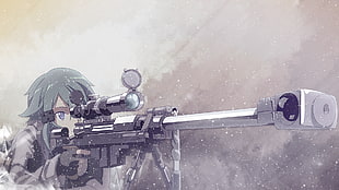 anime character holding rifle wallpaper HD wallpaper