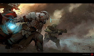 RPG loading screen, artwork, science fiction, war, battle