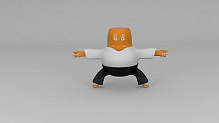 white, orange, and black plastic toy, 3D