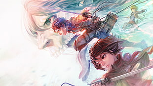 anime, Shingeki no Kyojin, Eren Jeager, Mikasa Ackerman HD wallpaper