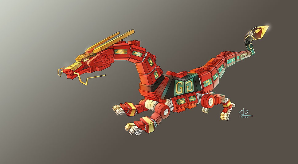 red dragon toy illustration, dragon, Unmechanical, chinese dragon, Power Rangers HD wallpaper