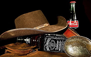 brown cowboy hat, drink, Jack Daniel's, Coca-Cola, cowboy hats HD wallpaper