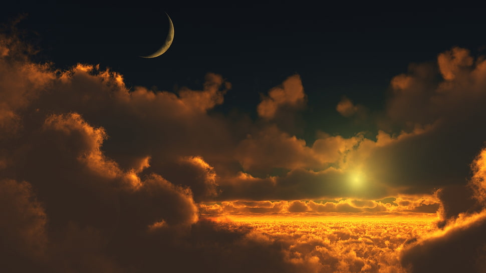 white cloudy sky during sunet HD wallpaper
