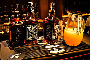Jack Daniels whiskey bottle lot, drink, Jack Daniel's
