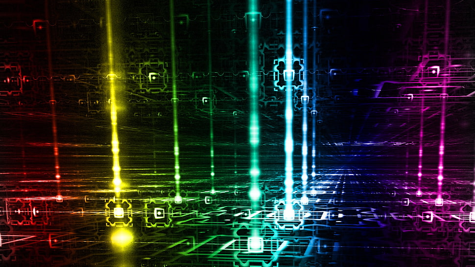 electronic hologram digital wallpaper, colorful, abstract, grid HD wallpaper