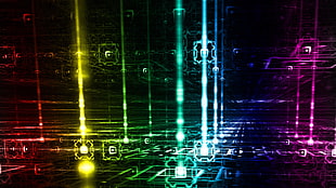 electronic hologram digital wallpaper, colorful, abstract, grid HD wallpaper