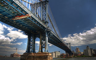 gray Brooklyn bridge, bridge, New York City, cityscape