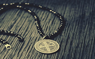 round silver-colored pendant necklace, Christianity, Medals, cross, Saint Benedict of Nursia HD wallpaper