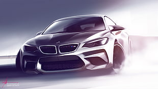 silver BMW coupe, BMW M2, car, vehicle, concept art