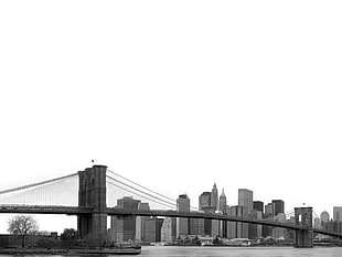 grayscale photography of Brooklyn Bridge, New York, New York City, monochrome, cityscape, Brooklyn Bridge