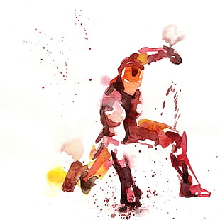 Ironman watercolor painting, Marvel Comics, Marvel Heroes, The Avengers, Avengers: Age of Ultron HD wallpaper