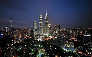 Petronas Tower, Malaysia, cityscape, building, lights, Kuala Lumpur