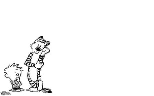 tiger and kid comic strip, Calvin and Hobbes HD wallpaper