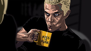 Kiss The Punk illustration, Buffy the Vampire Slayer, Spike (character), mugs, vampires