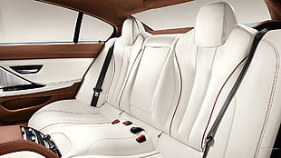 white leather car seat, BMW 6, BMW, car, car interior HD wallpaper