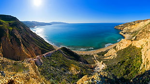 body of water and mountain, beach, sea, cliff, panoramas