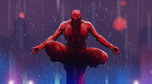 man meditating on the rain illustration