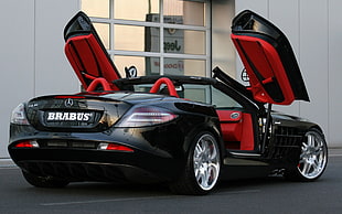 black Brabus convertible coupe, Mercedes-Benz, car, Mercedes SLR, vehicle