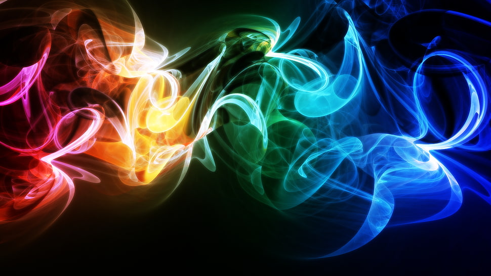 two green and red LED lights, abstract, colorful, smoke HD wallpaper