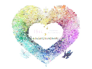 multicolored heart illustration, Pokémon, collage