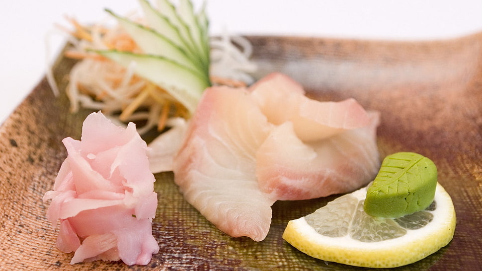 sliced meat and lemon HD wallpaper