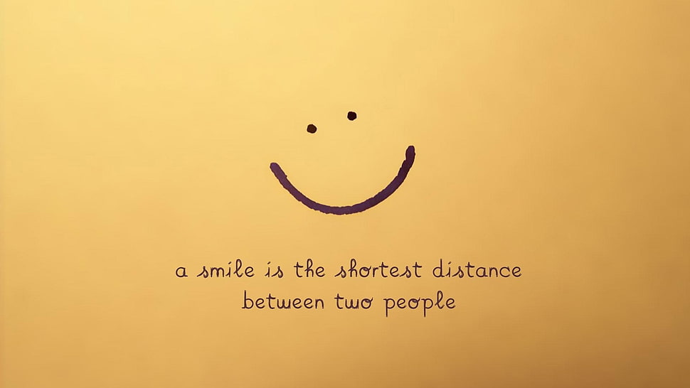 a smile is the shortest texst, quote, simple background, typography, minimalism HD wallpaper