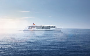white cruiser ship, water, ship, cruise ship HD wallpaper
