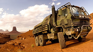 green desert truck, army, Transformers, vehicle