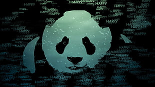 panda illustration, panda, happy
